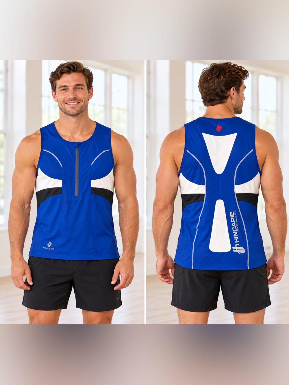 Hincapie Men’s Blue Sleeveless Triathlon Tank Top/Athletic/Race Day/Medium